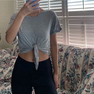 Forever 21 gray cropped tie knot t shirt